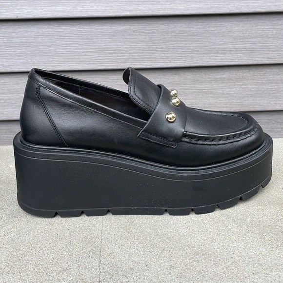 Vicky Black Leather Platform sz 10 - Picture 9 of 15